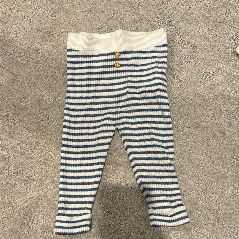 Zara Blue and White Striped Kids Leggings
